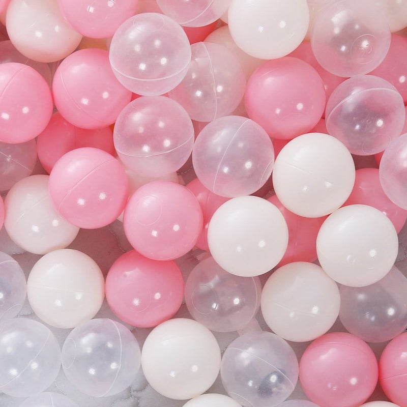 PlayMaty 100 Pieces Colorful Pit Balls Phthalate Free BPA Free Plastic Ocean Balls Crush Proof Stress Balls for Kids Playhouse Ball Pit Pool Accessories 2.1 Inches (100 Balls-Pink) - Image 1